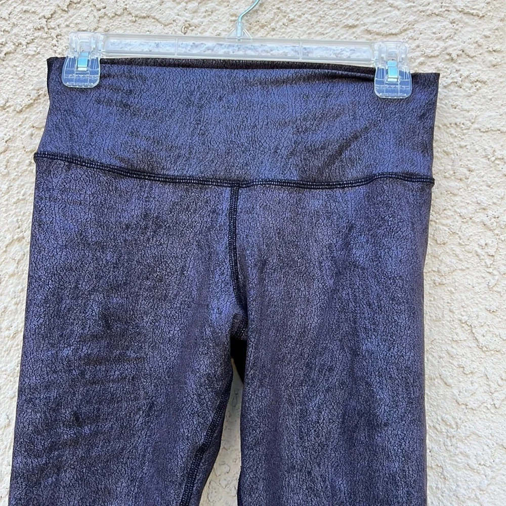 Alo Yoga Black Grey High Rise Faux Leather Snakeskin Leggings Women's Size M
